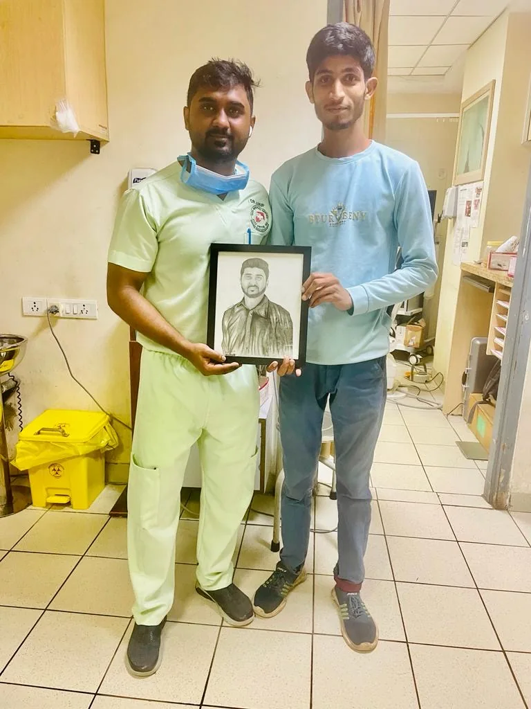 A patient family hand-drawn portrait for Dr Anup Srinivas